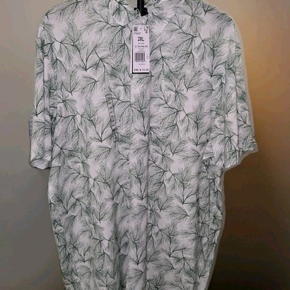 Men's Green Leaf Print Shirt - Picture 3 of 11
